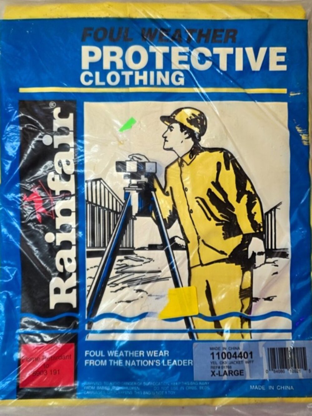 Rainfair Protective Clothing Foul Weather XL Yellow Flame Retardant Jacket W/FF